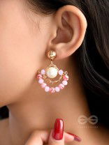 The Pink Moon- Golden Embellished Earrings