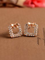 Endearing bowknot square studded earrings 