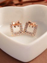Endearing bowknot square studded earrings 