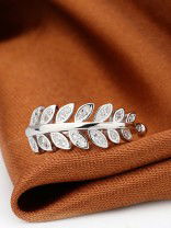 Lustrous  Leaves Adjustable American Diamond Ring