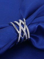 Ardent Crisscross Adjustable American Diamond Ring