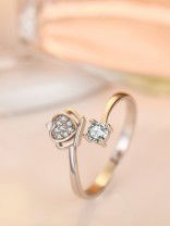 Silverette Princess Crown Adjustable CZ Ring