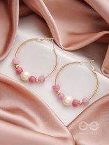 The Coral Ring- Golden Embellished Hoop Earrings