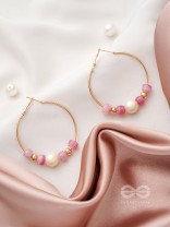 The Coral Ring- Golden Embellished Hoop Earrings