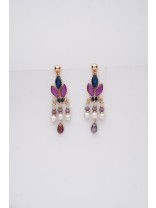 The Purple Heart- Golden Embellished Earrings