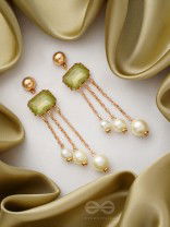 The Jade Drops- Golden Embellished Earrings