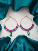 Half Moon Bay - Golden Embellished Earrings (Emerald Green)
