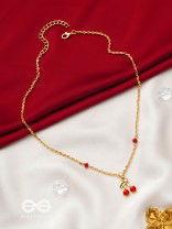 Cherry On The Cake- Golden Embellished Necklace With Anti-Tarnish Coating 
