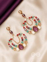 The Jazzy Rainbow- Golden Pearls and Stone Earrings