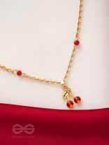 Cherry On The Cake- Golden Embellished Necklace With Anti-Tarnish Coating 