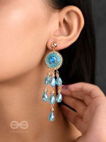 The Elixir Rain- Golden Embellished Earrings