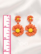A Field of Flowers - Statement Dangler Earrings (Aerospace orange )