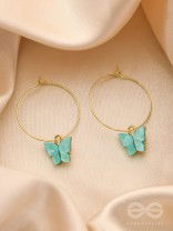 The Beauteous Butterfly Hoops (Blue) - Golden Casual Earrings