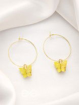 The Beauteous Butterfly Hoops (Yellow) - Golden Casual Earrings