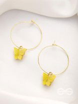 The Beauteous Butterfly Hoops (Yellow) - Golden Casual Earrings
