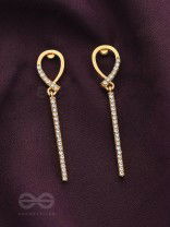 Gems on a stick Golden Dangler Earrings 