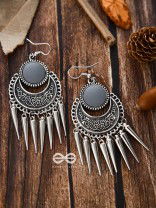 The Badass Mirror Motifs - Oxidised Boho Earrings