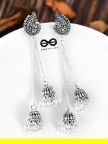 The Vintage Peacock Double Hanging Pearl Jhumkis