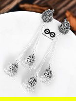 The Vintage Peacock Double Hanging Pearl Jhumkis