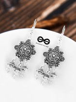 A Delightful Floral Artwork - Oxidised Boho Earrings