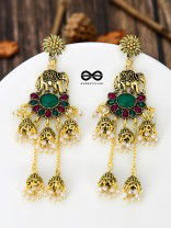 The Golden Embellished Elephant Artwork 5 jhumki Earrings