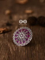 The Intricate Meenakari Adjustable Ring (Pink) - Embellished Oxidised Collection