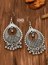 The Intricate Mesh Droplets (Silver) - Oxidised Boho Earrings