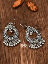The Intricate Peacock Artwork - Oxidised Dangling Earrings