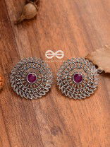  The Elegant Mesh Studs (Ruby Red) - The Embellished Oxidised Collection  