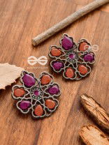 The Elegant Carved Beauties ( Ruby-Orange ) - Embellished Oxidised Collection