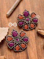 The Elegant Carved Beauties ( Ruby-Orange ) - Embellished Oxidised Collection