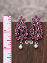 The Shimmering Leaves (Ruby Red)- Embellished Oxidised Earrings