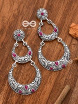 The Layered Boho Artwork Danglers (Ruby Red) - Embellished Oxidised Collection