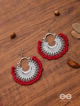 The Motif Moon Chandbali Earrings (Red) - The Boho Basics