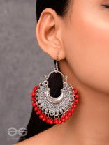 The Motif Moon Chandbali Earrings (Red) - The Boho Basics