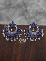 The Elegance of Royalty (Sapphire Blue) - Embellished Oxidised Earrings