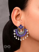 The Elegance of Royalty (Sapphire Blue) - Embellished Oxidised Earrings