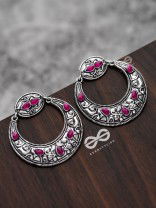 The Elegant Desire (Ruby Red) - Embellished Oxidised Earrings