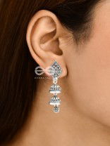 The double-Layered Drop Jhumkis - Oxidised Boho Earrings