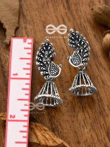 The Artsy Peacock Jhumkis - Tiny Trinket Earrings