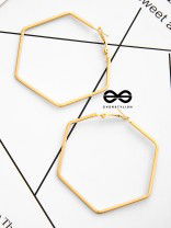 The Hypnotic Hexagonal Hoops (Golden) - Casual Daily-wear Earrings