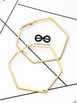 The Hypnotic Hexagonal Hoops (Golden) - Casual Daily-wear Earrings