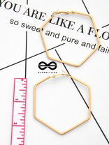 The Hypnotic Hexagonal Hoops (Golden) - Casual Daily-wear Earrings