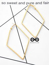 The Scintillating Slanting Hoops (Golden) - Casual Daily-Wear Earrings