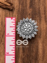 The Aztec Intricate Sun - Oxidised Boho Studs