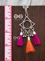 The Geometric Tasseled Elegance (Orange-Pink) - Casual Danglers