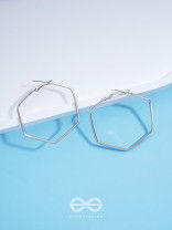 The Hypnotic Hexagonal Hoops(Silver) - Casual Daily-wear Earrings 