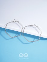 The Hypnotic Hexagonal Hoops(Silver) - Casual Daily-wear Earrings 