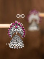 The Incredibly Indian Artwork Jhumkas (Ruby Red) - Embellished Oxidised Collection