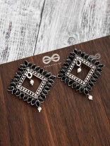 The Elegance Squared Studs (Onyx Black)- Embellished Oxidised Collection